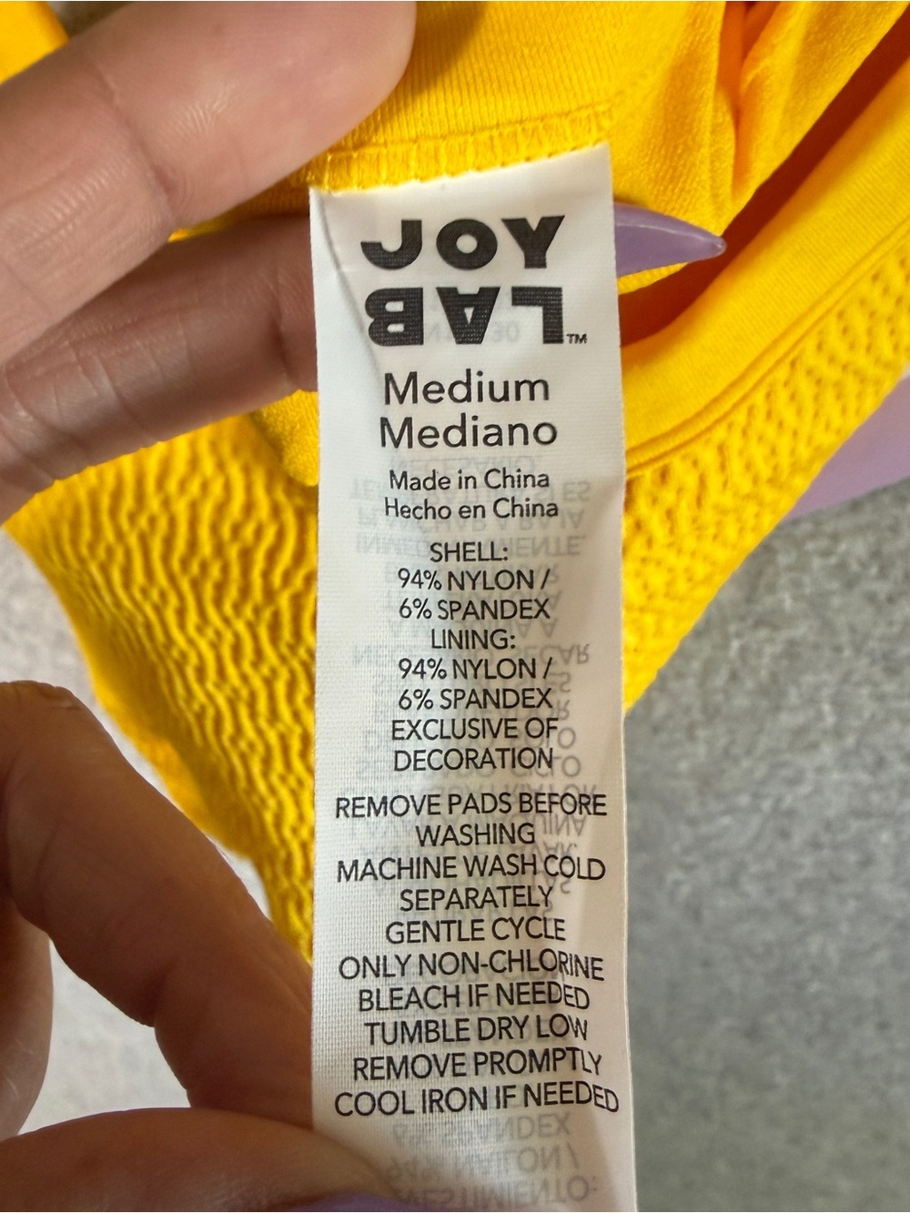 JoyLab Bright Yellow Ribbed Racerback Crop Bralette medium - Picture 4 of 8